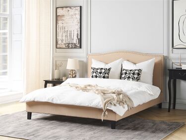 Fabric EU King Size Bed Beige MONTPELLIER