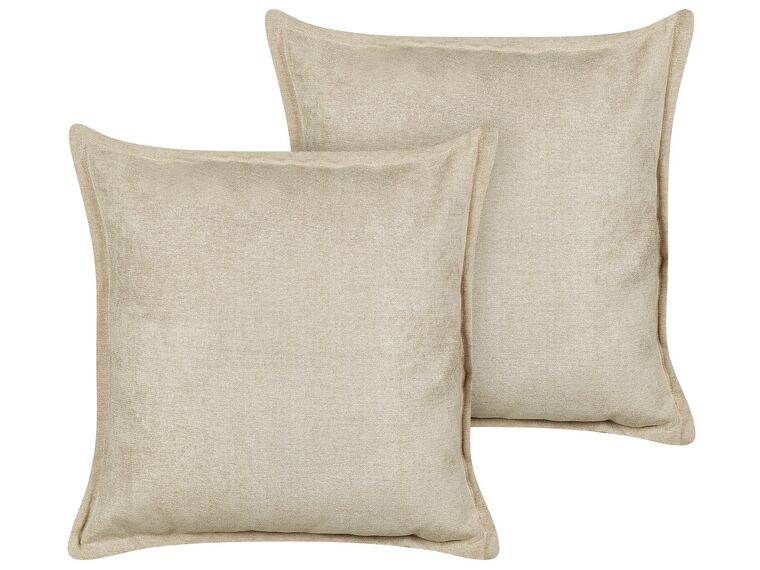 Set of 2 Cushions 60 x 60 cm Beige LAPSANA_902988