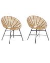 Conjunto de 2 sillas de jardín de ratán beige/natural/negro ACERRA_807667