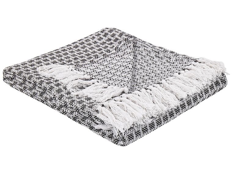 Cotton Blanket 130 x 160 cm Black and White KIRAMAN_796241