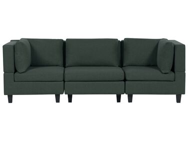 3-Sitzer Sofa Leinenoptik dunkelgrün UNSTAD