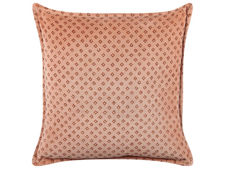 Welurowa poduszka dekoracyjna wzór w romby 45 x 45 cm różowa RHODOCOMA_838480
