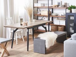 Ruokapöytä jatkettava tumma puu/musta 140/180 x 80 cm BARBOSA Ruokapöytä jatkettava tumma puu/musta 140/180 x 80 cm BARBOSA