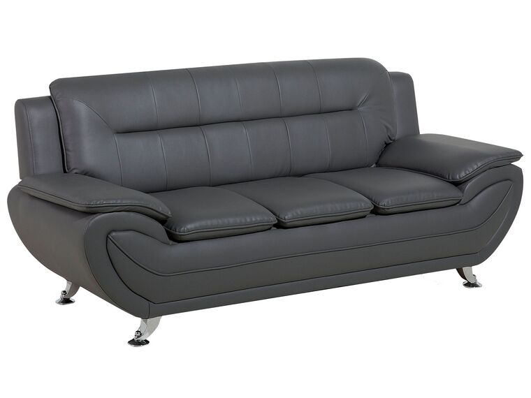 Faux Leather Living Room Set Grey LEIRA | Beliani.co.uk