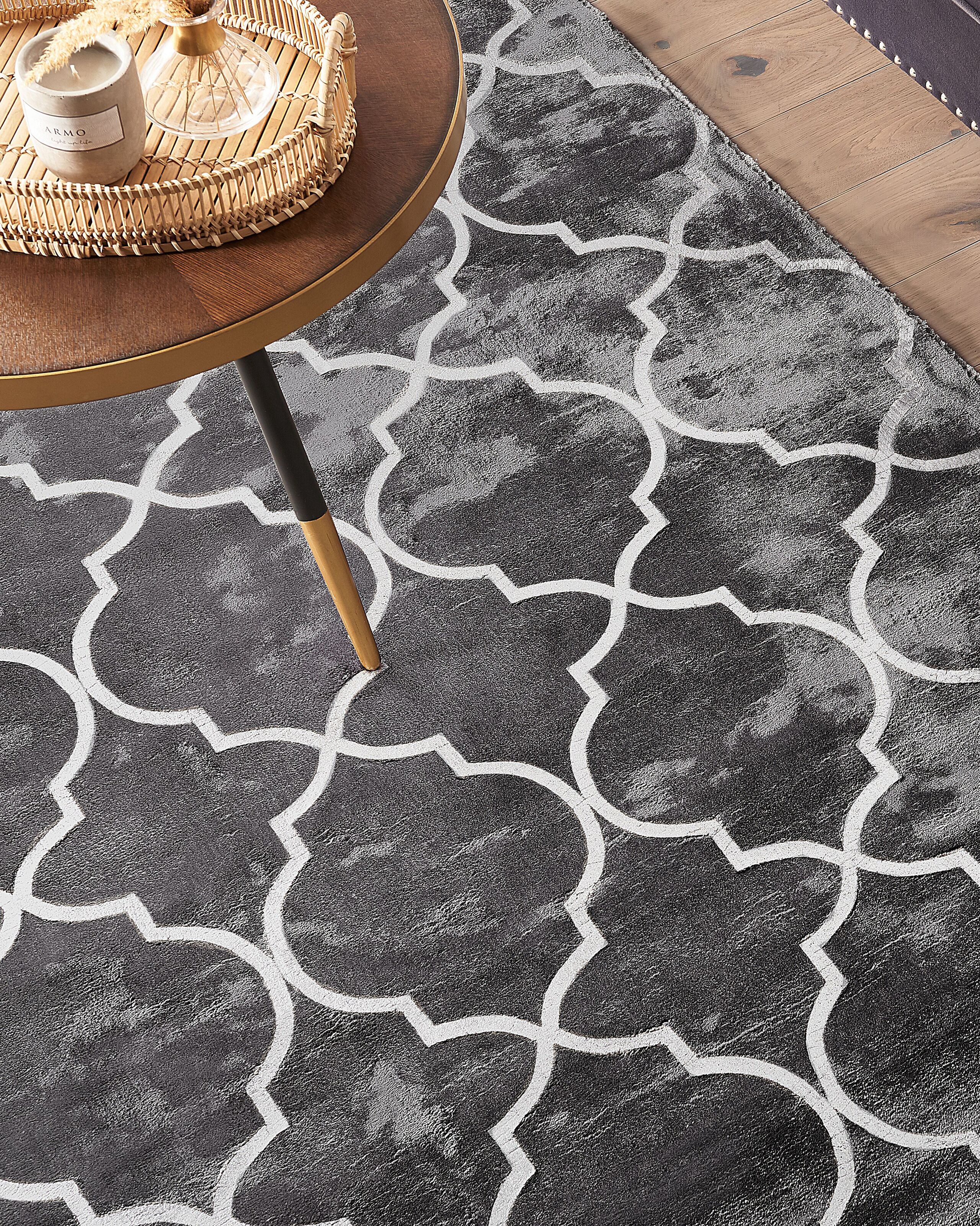 Tapete em viscose 160 x 230 cm cinzento escuro e prateado YELKI