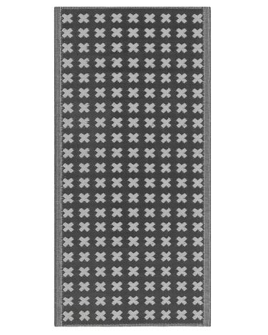 Vloerkleed polypropyleen zwart 90 x 180 cm ROHTAK