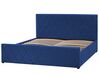 Bett Samtstoff marineblau Lattenrost Bettkasten hochklappbar 160 x 200 cm ROCHEFORT_857368