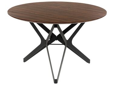 Runt matbord ⌀ 120 cm mörkt trä och svart ALURE
