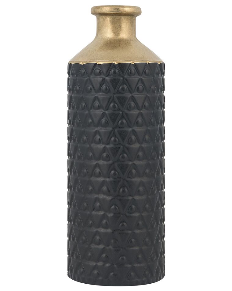 Decoratieve vaas zwart steengoed 39 cm ARSIN_733658