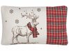 Set of 2 Cushions Reindeer Motif 30 x 50 cm Red and White SVEN_814099