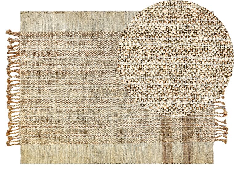 Teppich Jute sandbeige 140 x 200 cm geometrisches Muster Kurzflor ORTAOBA_847749