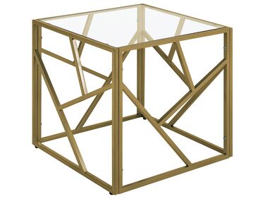 Mesa de apoio dourada com tampo de vidro ORLAND