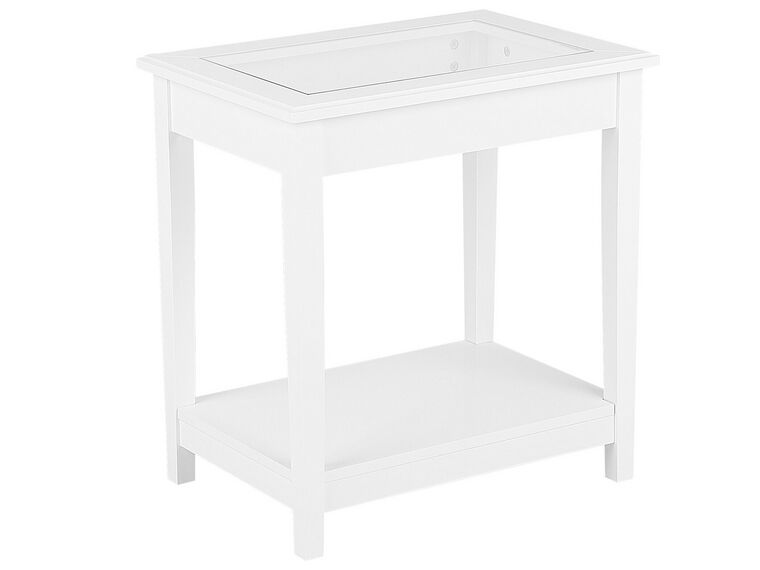 Table d'appoint blanche avec plateau en verre ATTU_726794