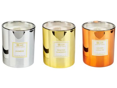 Conjunto 3 velas perfumadas cera de soja maçã golden/jasmim/sol de inverno METALLIC GLAMOUR