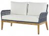 Lounge Set Akazienholz hellbraun / dunkelblau 4-Sitzer Auflagen cremeweiß MERANO II_818381