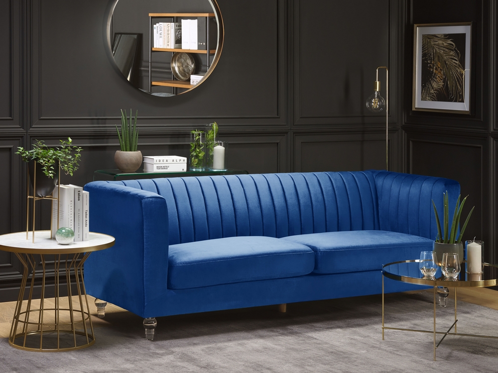 Fabric Sofa Navy Blue Arvika Beliani Nl