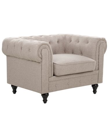 Fauteuil en tissu taupe CHESTERFIELD