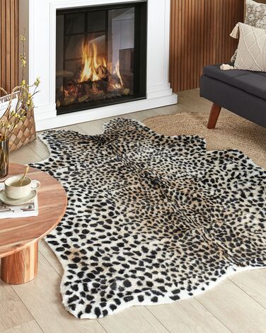 Teppe med gepardmønster imitert pels 150 x 200 cm Beige og svart OSSA