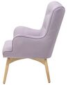 Sessel Samtstoff violett mit Hocker VEJLE_712804