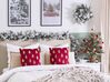 Set of 2 Velvet Cushions Christmas Tree Pattern 45 x 45 cm Red CUPID_814117