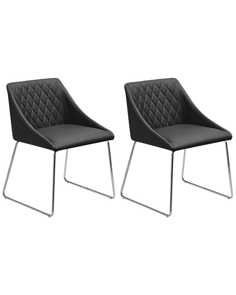 Conjunto de 2 cadeiras em pele sintética preta ARCATA_808561