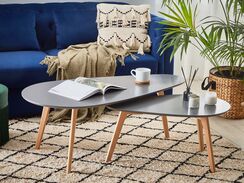 Sohvapöytäsetti harmaa/vaalea puu 2 kpl FLY III Sohvapöytäsetti harmaa/vaalea puu 2 kpl FLY III