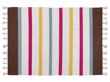 Teppich Baumwolle mehrfarbig 160 x 230 cm gestreiftes Muster Kurzflor HISARLI