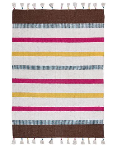 Teppich Baumwolle mehrfarbig 160 x 230 cm gestreiftes Muster Kurzflor HISARLI