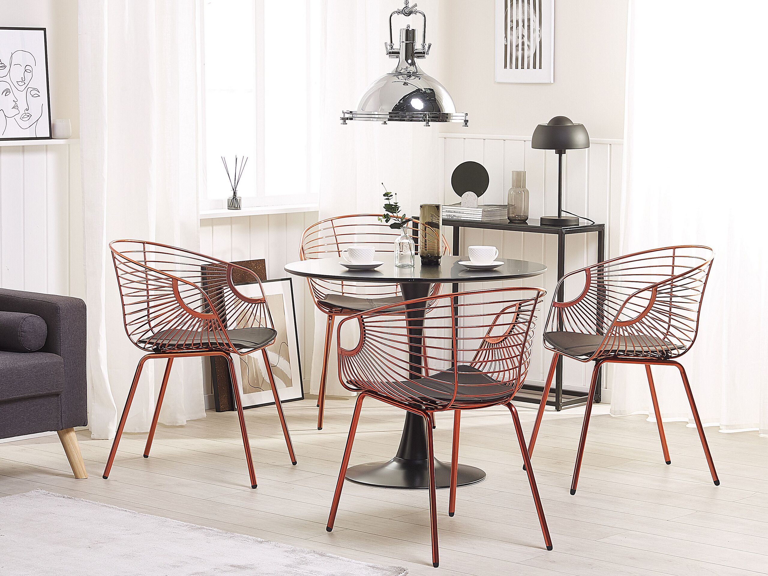 Mesa de jantar redonda preta ø 90 cm BOCA