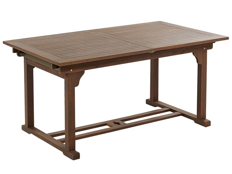 Gartentisch Akazienholz dunkelbraun 160 / 220 x 90 cm ausziehbar