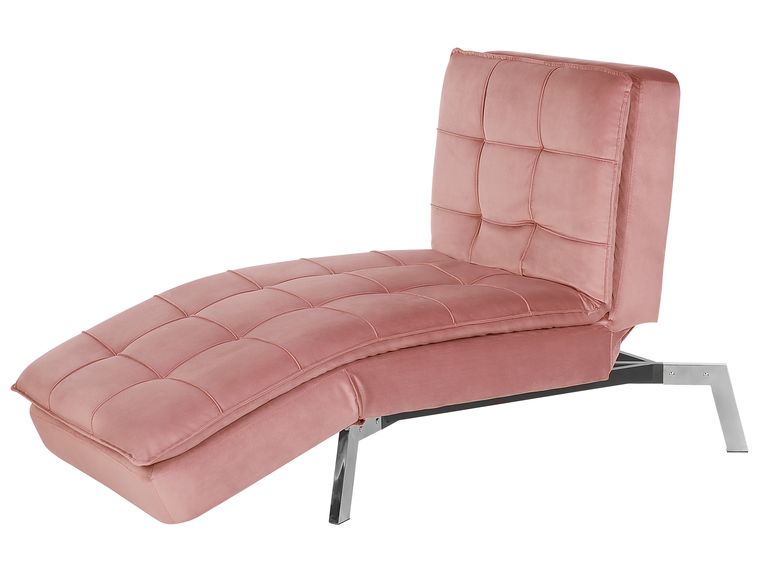 Velvet Chaise Lounge Pink LOIRET Beliani.co.uk