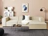Left Hand Linen Chaise Lounge Beige APRICA_874009