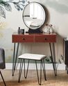 2 Drawers Dressing Table with LED Mirror and Stool Dark Wood and Black LOIX_845485