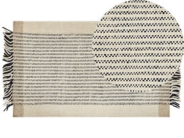 Teppich Wolle beige / schwarz 80 x 150 cm Kurzflor DIVARLI