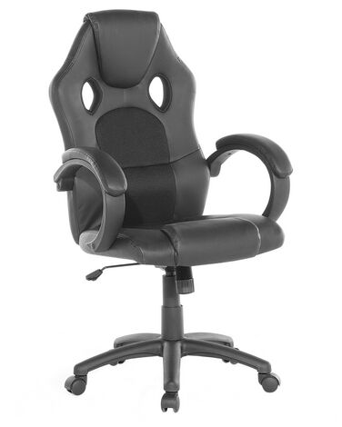 Krzesło biurowe regulowane ekoskóra czarne FIGHTER