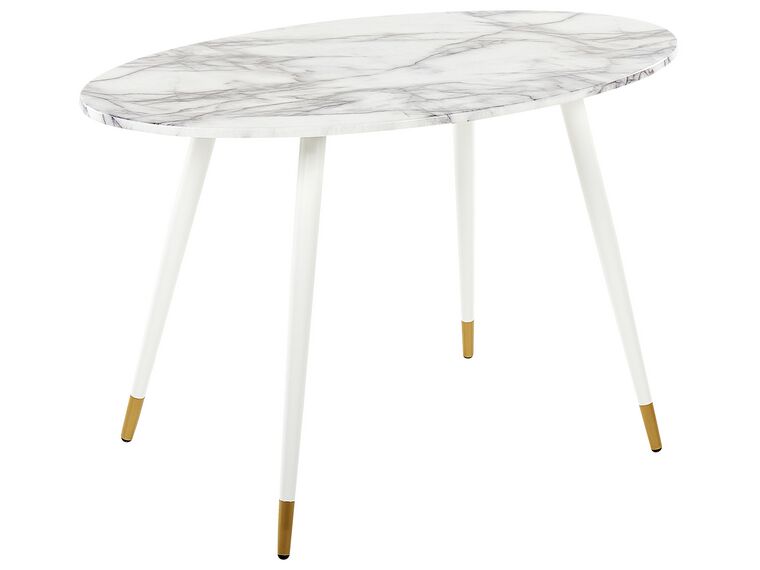 Table à manger effet marbre et blanc 120 x 70 cm GUTIERE_850636
