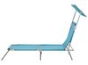 Steel Reclining Sun Lounger with Canopy Turquoise FOLIGNO_809981
