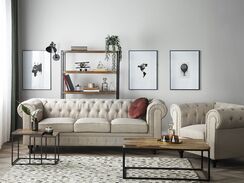 Iso beige kangasverhoiltu sohvaryhmä CHESTERFIELD Iso beige kangasverhoiltu sohvaryhmä CHESTERFIELD