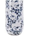 Stoneware Flower Vase 30 cm White with Navy Blue MULAI_810758