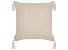 Set of 2 Cushions Geometric Pattern with Tassels 42 x 42 cm Light Beige HAKONE_856374