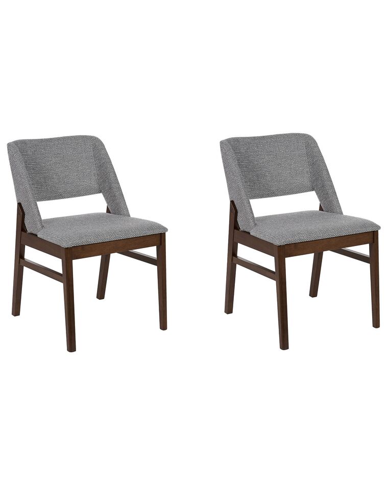 Set of 2 Fabric Dining Chairs Dark Wood and Grey BELLA_837777