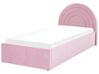 Polsterbett Samtstoff rosa mit Bettkasten hochklappbar 90 x 200 cm ANET_860723