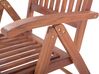 Záhradná skladacia stolička z akáciového dreva so svetločerveným vankúšom TOSCANA_696082