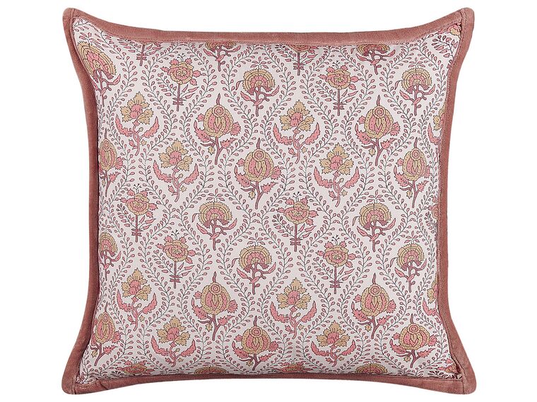 Coussin décoratif avec motif floral en coton 45 x 45 cm rouge et blanc PICEA_838920