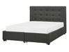Fabric EU Double Size Bed with Storage Dark Grey LA ROCHELLE_904566