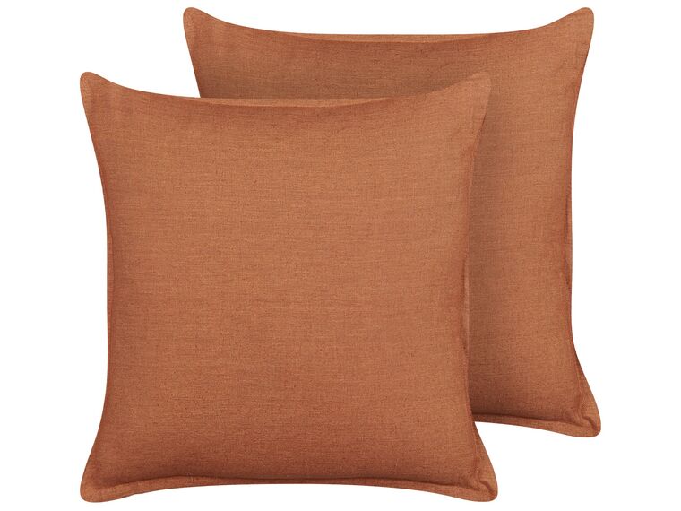 Set of 2 Linen Cushions 45 x 45 cm Orange SAGINA_838491