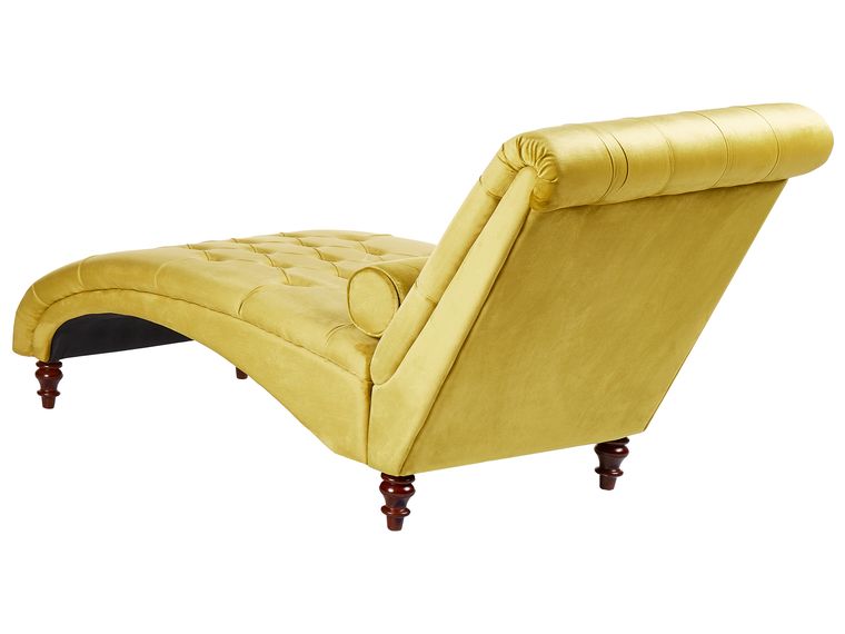 Velvet Chaise Lounge Mustard MURET Beliani.co.uk