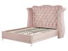 Zamatová posteľ 180 x 200 cm pastelová ružová AYETTE_905339
