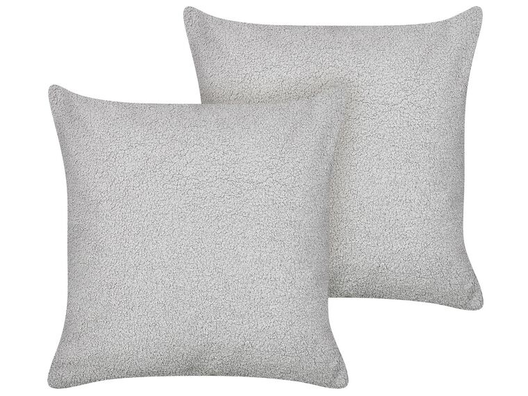 Set of 2 Boucle Cushions 45 x 45 cm Grey LEUZEA_903383