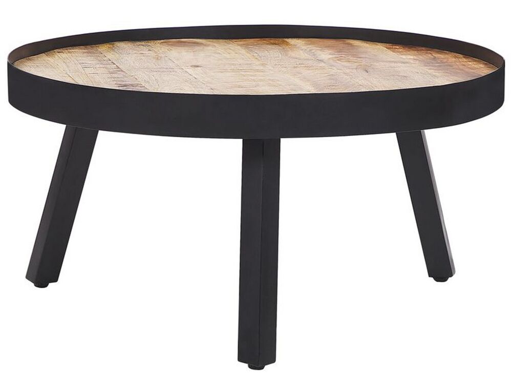 Mango Coffee Table Light Wood And Black Wakita Beliani Co Uk Mango Coffee Table Light Wood And Black, Light Wood Round Coffee Table With Black Legs